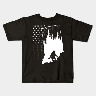 Indiana Bigfoot American Flag Kids T-Shirt